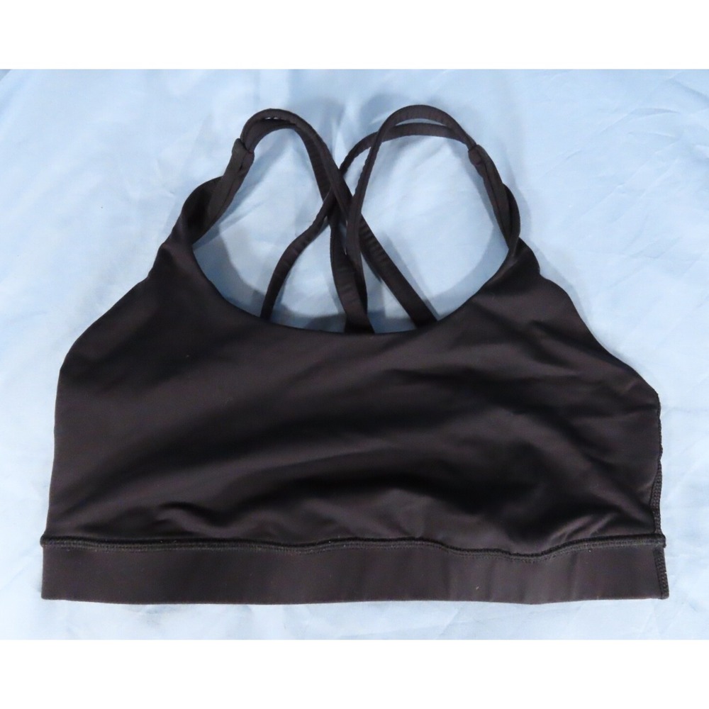 LULULEMON Black Energy SPORTS BRA Double Crossback Strap NO BRA PADS sz 6